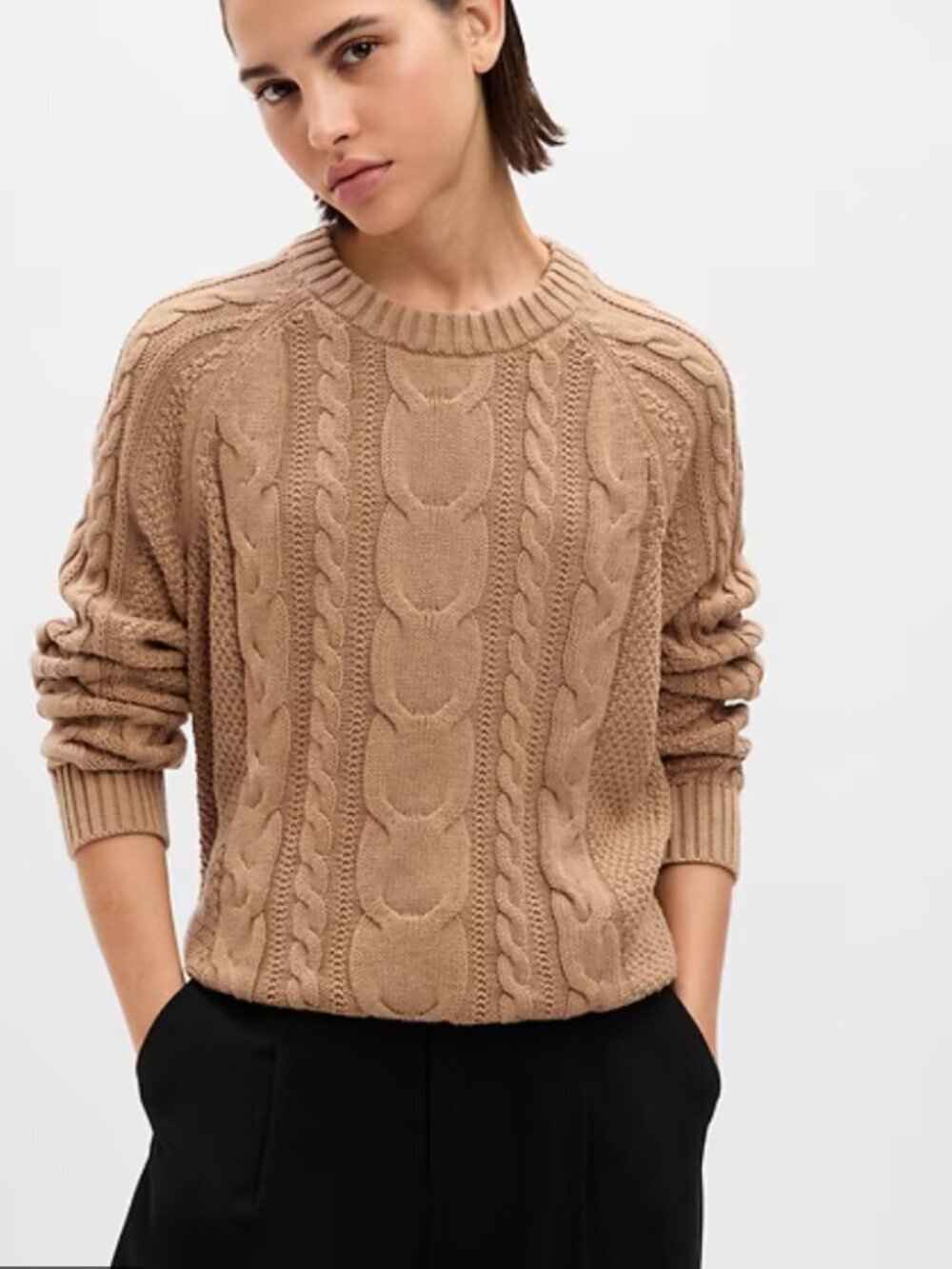 Gap Women's Size Medium Brown 100% Cotton Cable Knit Sweater
